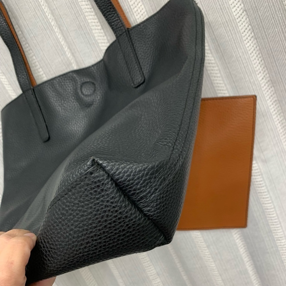 Black and Brown Tote with Attached Mini Bag Faux Leather‎ EUC - Picture 4 of 12